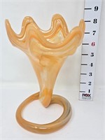 Orange Swirl Art Glass Vase