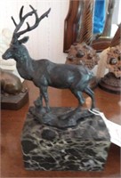 Bronze stag sculpture on marble signed Licassi