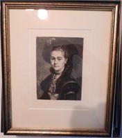 (5) framed lithograph portrait prints in