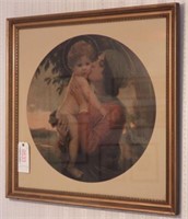 Large framed vintage portrait of mother and