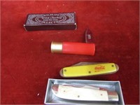(3)Vintage pocket knives. NRA, Coca Cola.