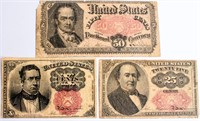 Coin 3 Fractional United States Notes 10, 25 & 50