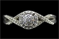 Sterling silver pave diamond ring, missing one