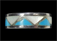 Sterling silver band ring with turquoise and