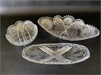 Brilliant Cut Glass Bowls / Boats