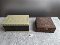 2 Trinket Boxes- 1 Wooden, 1 Plastic