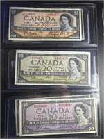 1954 - $1, $2, $5, $10, $20 & $50 Bill Set