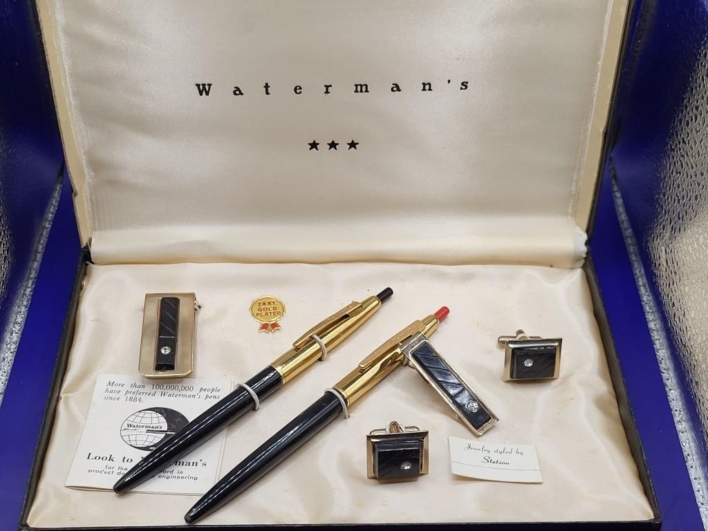 Waterman's 24kt Gold Plated Pen Set Cufflinks More