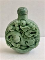 Carved Stone Snuff Opium Bottle Temple Dog