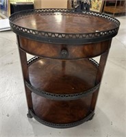 Hickory White Burl Finish Round Accent Table