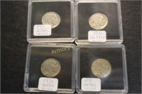 4 BUFFALO NICKLES IN CAPSULES