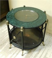 Clock Inset Marble Top Occasional Table.