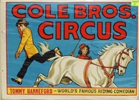 COLE BROS. CIRCUS FEATURING TOMMY HANNEFORD POSTER