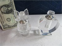 (2) 3.5" Glass Fancy Perfume Bottles