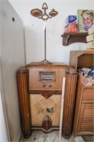 Vintage Radio & Stand Up Metal Ashtray