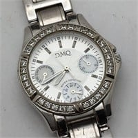 Dmq Cubic Zirconia Stainless Steel Wrist Watch