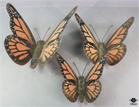 Painted Metal Outdoor Butterfly Set / 3 pc