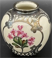 Thomas Ivory Bavaria Sterling Overlay Vase