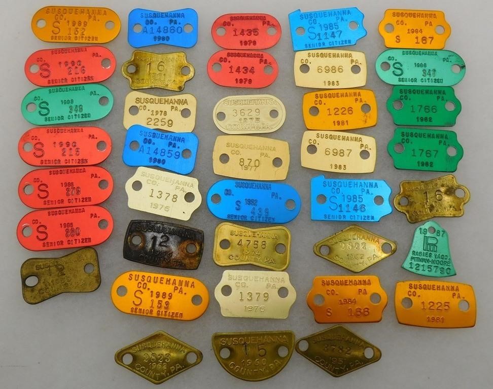 Vintage Susquehanna Co PA Dog License Tags