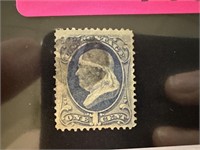 156 1873 FRANKLIN ISSUE STAMP W LT CROSS RD CANCEL