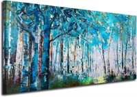 Blue Tree Canvas Art 48x24  Birch Landscape