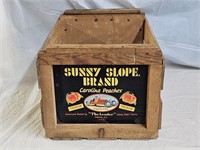 Vintage Sunny Slope Brand Peaches Wood Crate