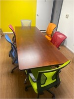 6' conference table w/6 multi color chairs