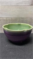 Purple/ Green Signed Pottery Bowl 6" Diameter