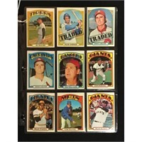 9 Different 1972 Topps Baseball Hof Cards