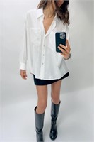 ZARA OVERSIZED SATIN EFFECT SHIRT- S