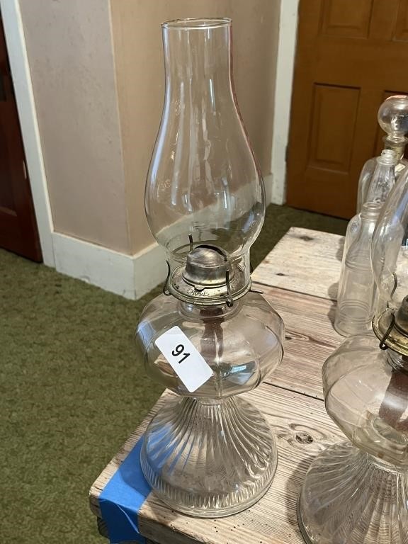 (2) Matching Glass Oil Lamps