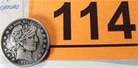 Coin 1911-S Barber Head Half-Dollar