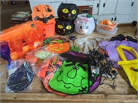 Plastic Tote FULL of Halloween Items w/ Lights,