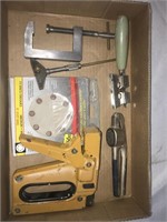 Variety lot of a stapler, knife sharpener, clamp,
