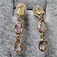 $1600 14K  Fancy Color Sapphire(.ct) Earrings
