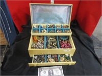 Vintage jewelry box full of jewelry, some rare