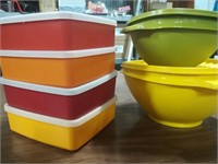 (6) Multi-Colored Tupperware Containers