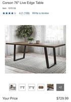 Pike & Main Corson 76" Live Edge Dining Table