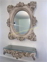 Mirror and wall shelf