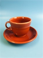 Fiesta Tea Cup and Saucer Dr. Orange