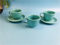 Fiesta Lot of 5 Turquoise, 3 Tea Cups , 2 Saucers
