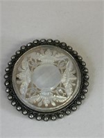 STERLING SET 1.75" WITH MOTHER OF PEARL CARVED