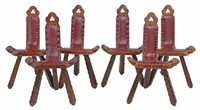 (6) CONTINENTAL PRIMITIVE RUSTIC CHAIRS/ STOOLS