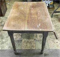 Antique Wooden Table, w/1 Fold Down Wing,