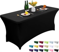 AZON Black 6FT Stretch Spandex Table Cover Washabl