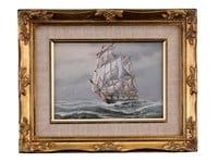 M. Grant Original Oil Painting of Tall Ship