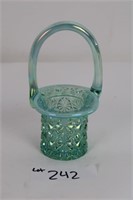 Fenton glass basket green 5.5"T