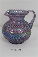 Fenton glass pitcher, purple/multicolor textured