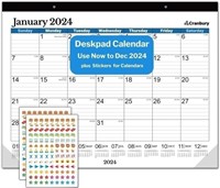 22"x17" Desk Calendar 2024 w/Stickers, 5pk