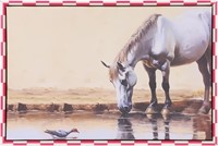 Framed Canvas Wall Art, Horse&Water, 24"x16", 5pk